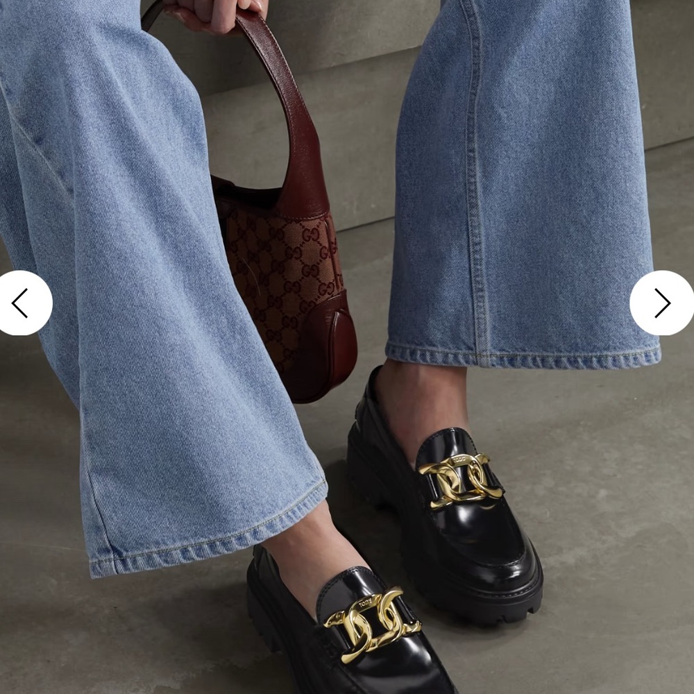 Tod's deep burgendy Loafers with Gold Accent